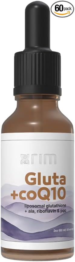 xrim Gluta+CoQ10 – Liposomal Glutathione with CoQ10 PQQ Alpha Lipoic Acid &amp Riboflavin | Antioxidant Support &amp Cellular Function – 30 Servings (2oz Liquid)