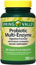 Spring Valley Probiotic Multi-Enzyme Digestive Formula Tablets for Digestive Health 200 Count (200 Tablets)