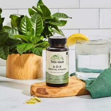 TERRA ORIGIN ADK Essential Vitamin Supplement | 60 Liquid Capsules | High Potency Vitamin A D 5000 IU K1 and K2 | Non GMO Gluten Free Vegan Made in USA