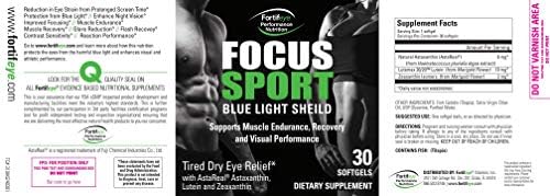 Fortifeye Focus Sport Triple Carotenoid Eye Supplement with Lutein Zeaxanthin &amp Astaxanthin – 60-Day Supply (2 Bottles 30 Softgels Each)