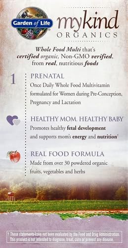 Garden of Life Prenatal Vitamins for Women Organics Folate for Energy &amp Healthy Fetal DevelopmentNon-constipating IronVitamin C B6 B12 D3Non-GMOGluten-Free Vegan 90 Day Supply (Pack of 2