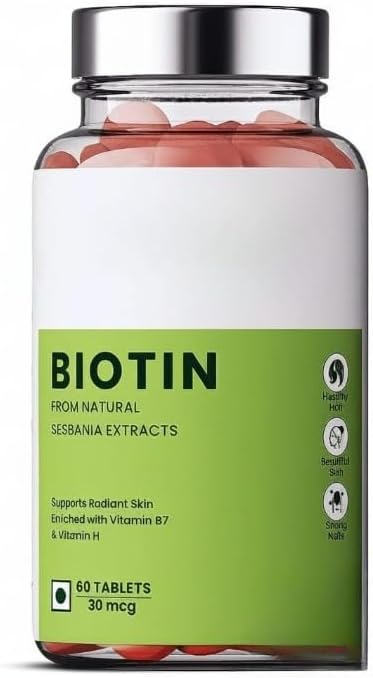 Biotin enriched with Vitamin B7 &amp Vitamin H | 60 Veg Tablets | Supports Healthy Hair Skin &amp Nails