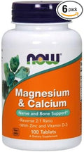 Magnesium &amp Calcium 100 Tabs by Now Foods (Pack of 6)