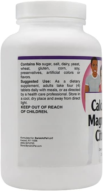 BariatricPal Calcium &amp Magnesium Citrates Tablets (250 Count)