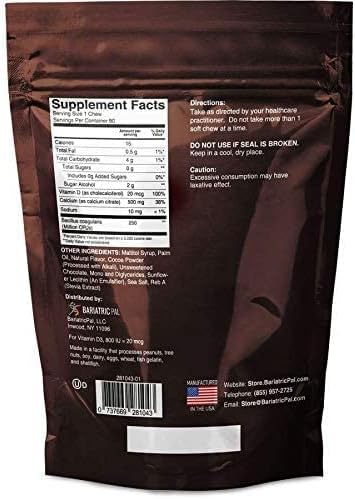 BariatricPal 30-Day Bariatric Vitamin Bundle (Multivitamin ONE 1 per Day! Capsule with 18mg Iron and Calcium Citrate Soft Chews 500mg with Probiotics - Belgian Chocolate Caramel)