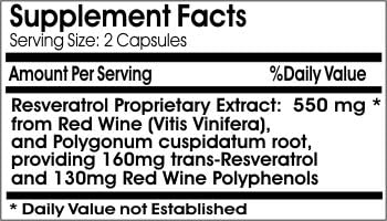 Resveratrol with Red Wine 550mg ~ 180 Capsules - No Additives ~ Naturetition Supplements