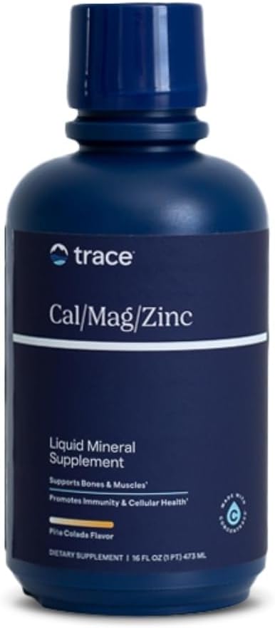 Trace Minerals Cal/Mag/Zinc - Liquid Mineral Supplement for Natural Body Health - Bone Muscle &amp Cellular Health - Supports Immunity &amp Energy - Gluten-Free - 16Fl Oz (32 Servings) - Pineapple