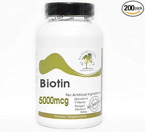Biotin 5000mcg ~ 200 Capsules - No Additives ~ Naturetition Supplements