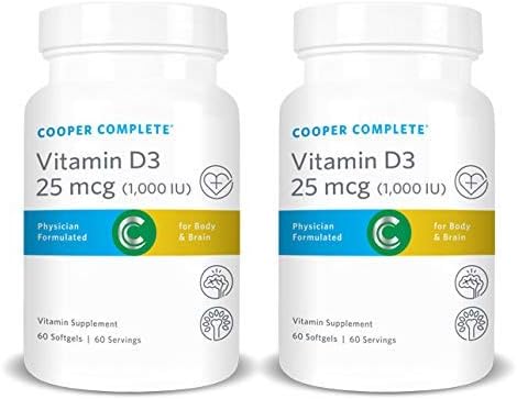Cooper Complete-Vitamin D3 25mcg (1000 IU) 60 Softgels per Bottle. Pack of 2