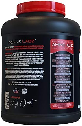 Insane Labz Insane Whey Ripped Lean Muscle Building Protein with L-Carnitine and CLA Oil Powder 5lbs 60 Servings Chocolate