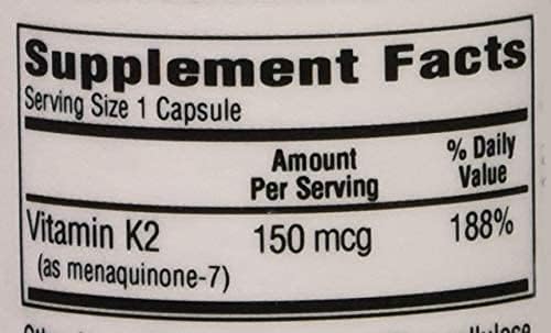 Bio-Tech Pharmacal MK-7 (Vitamin K2) 100 Vegetable Capsules – All-Natural Supplement – Supports Cardiovascular &amp Bone Health – No Dairy Fish Gluten Peanut Shellfish GMOs Kosher Halal &amp