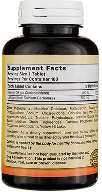 Nature's Blend Calcium Carbonate with Vitamin D3 100 Tablets (Pack of 3)