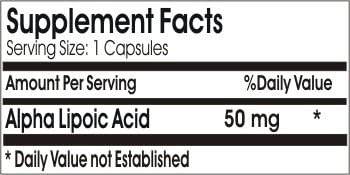 Alpha Lipoic Acid 50mg // 180 Capsules // Pure // by PureControl Supplements