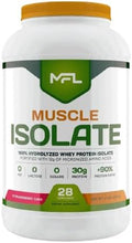 MFL 100% Pure Isolate Protein 2 lbs l 30g of Protein l 12g Amino Acids l Keto Friendly l Low Carbs | 28 Servings (Strawberry Cake)