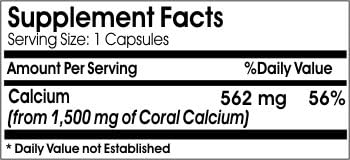 Coral Calcium 1500mg ~ 100 Capsules - No Additives ~ Naturetition Supplements