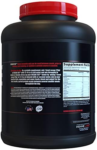 Insane Labz Insane ISO Whey Protein Powder Featuring 25g of Hydrolyzed Whey Isolate 60 Servings Vanilla