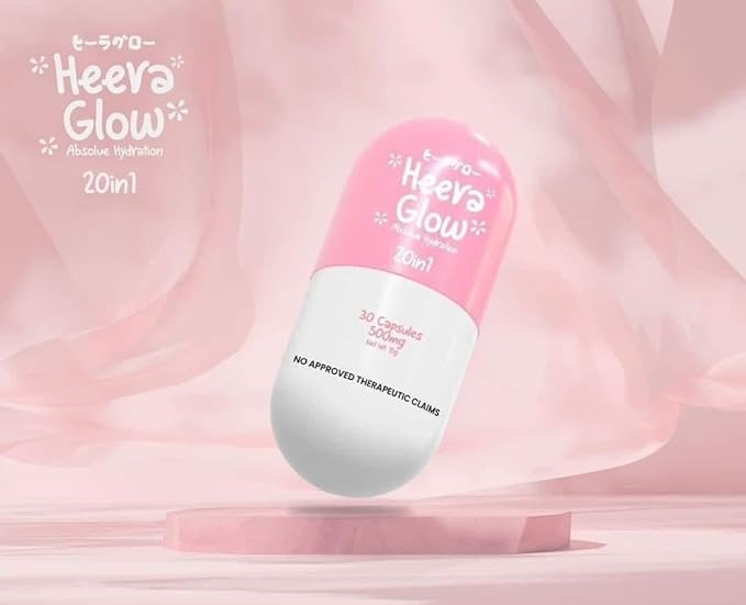 60 Count Heera Glow Absolute Hydration 20 in 1 Glutathione Collagen Capsules