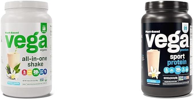 Vega Organic All-in-One Vegan Protein Powder French Vanilla -Superfood Ingredients Vitamins &amp Premium Sport Protein Vanilla Protein Powder Vegan Non GMO Gluten Free Plant Based Protein Powder