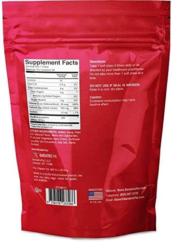 BariatricPal 30-Day Bariatric Vitamin Bundle (Multivitamin ONE 1 per Day! Iron-Free Capsule and Calcium Citrate Soft Chews 500mg with Probiotics - Strawberry Twist)