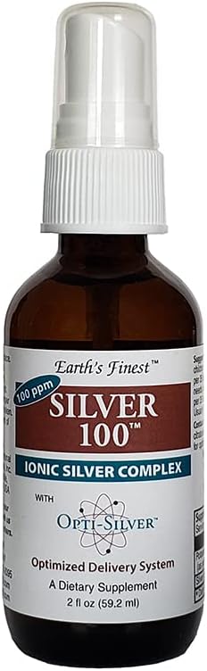 Silver 100 Ionic Silver Complex with Opti-Silver Optimized Delivery System for Immune Support - 100 ppm 2oz (59.2mL) - Spray