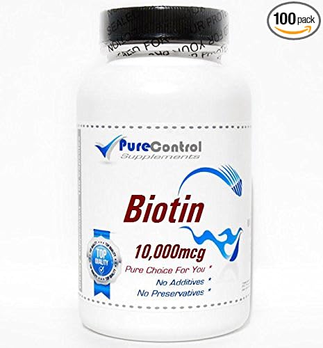 Biotin 10000mcg // 100 Capsules // Pure // by PureControl Supplements