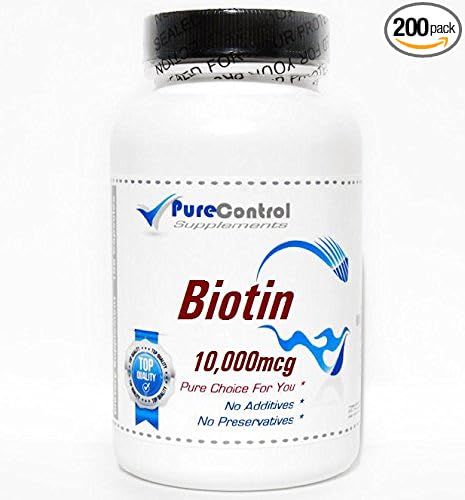 Biotin 10000mcg // 200 Capsules // Pure // by PureControl Supplements