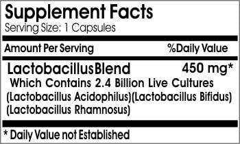 Probiotic Acidophilus 500 Million Live Active Cultures / 450mg (No Refrigeration Needed) // 200 Capsules // Pure // by PureControl Supplements