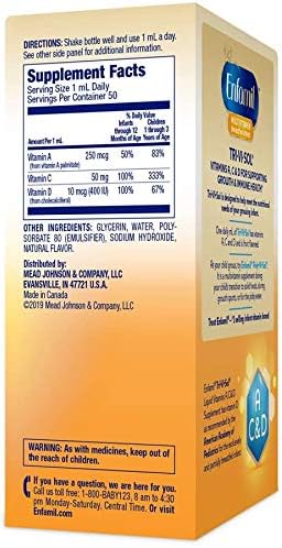 Enfamil Tri-Vi-Sol Vitamins A C &amp D Supplement Drops 50 mL (Pack of 4)