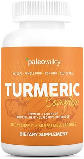 Paleovalley - Organic Turmeric Complex - Full Spectrum Organic Turmeric with Health-Supportive Superfoods - 56 Vegetarian Capsules - Support Joints Immunity Brain and Heart Health