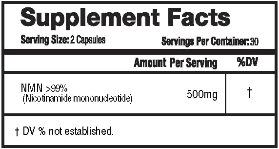 1LifeScience NMN500 Nicotinamide Mononucleotide Supplement – 500mg per Serving – NAD+ Longevity &amp Cellular Energy Support – cGMP Made in USA – 60 Veg Capsules
