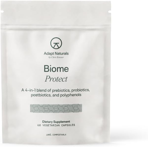 Adapt Naturals 4-in-1 Biome Protect Prebiotics Probiotics Supplement Postbiotics &amp Polyphenols for Microbiome Gut Health &amp Defense for Women &amp Men 30 Day Supply