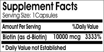 Biotin 10000mcg ~ 200 Capsules - No Additives ~ Naturetition Supplements