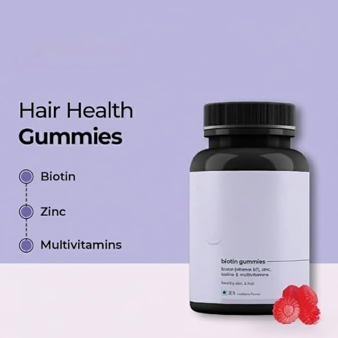Biotin Hair - 30 Gummies | for Stronger Shinier Hair &amp Nails | Gummies for Women Hair Growth
