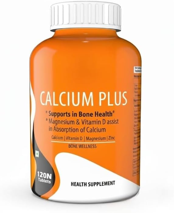 Calcium Plus with Calcium Citrate Vitamin D Magnesium and Zinc Ideal Supplement for Joint Support of Men &amp Women - 120 Tablets