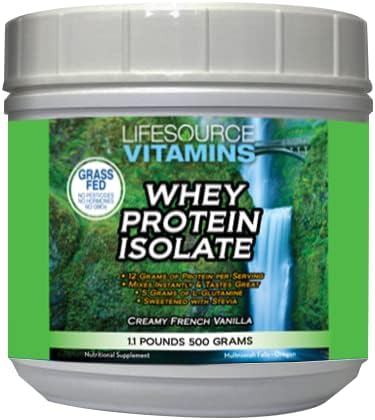 LifeSource Vitamins 1.1 lb Grass Fed Whey Protein Isolate - Creamy French Vanilla w/Stevia