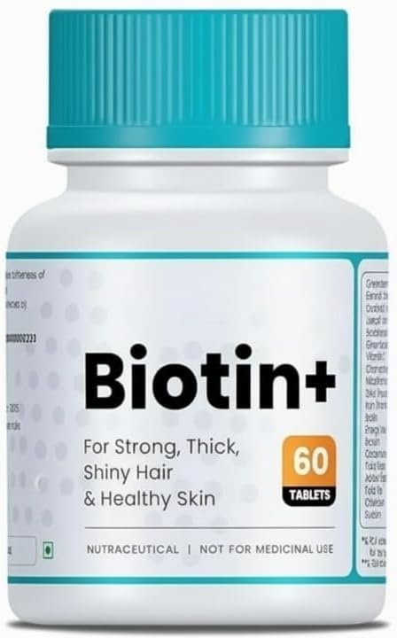 ayurveda Biotin for Hair Growth | Supplement for Strong &amp Thick Hair | Glowing Skin Fights Nail Brittlenessfor Men &amp Women.