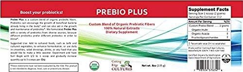 Cutting Edge Cultures Prebio Plus Prebiotic Fiber Powder Best Custom Blend of Organic Prebiotic Fibers Dietary Supplement 8 oz (Prebio Plus 8oz + Vegetable Starter 4 Grams)