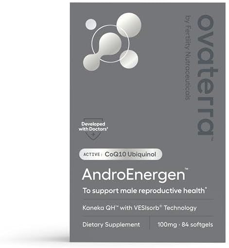 AndroEnergen CoQ10 Supplement for Men to Support Men’s Reproductive &amp Sperm Health with Kaneka QH &amp VESIsorb® Absorption Technology 84-100mg Softgel Capsules - 28 Day Supply