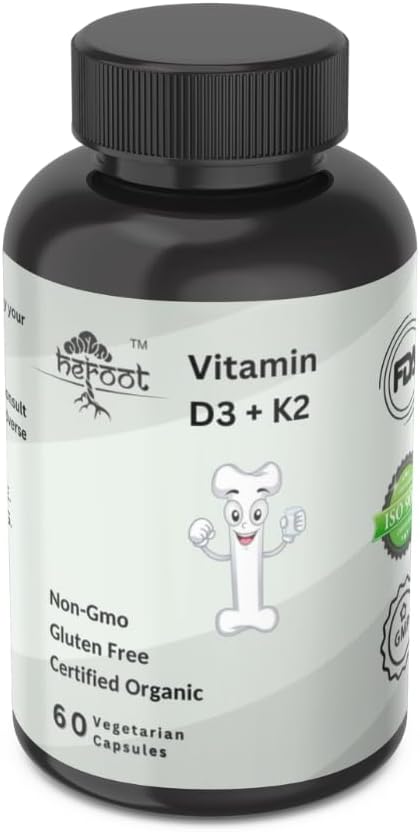 Vitamin K2 (MK7) with D3 Extra Strength Supplement Non-GMO Formula 5000IU (125 mcg) Vitamin D3 &amp 90 mcg Vitamin K2 MK-7 Easy to Swallow Vitamin D &amp K Complex (120 Capsules)