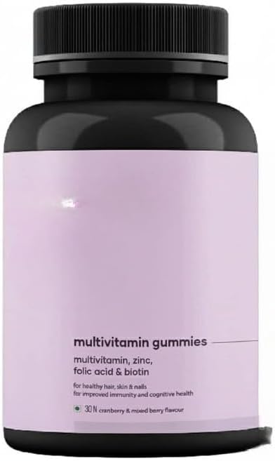 GHC Multivitamin - 100% Vegan 30 Gummies (Pack of 1) | Promotes Thick Hair &amp Restores Skin Glow Powered with Multivitamin Biotin Zinc &amp Folic Acid | Paraben SLS-Free Sulphate-Free