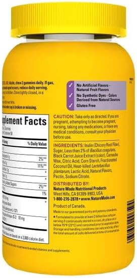 Nature Made Triple Action Biotic Gummy 100 Gummies Bundle with a Pill Oragnizer (2 Items)