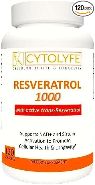 Resveratrol 1000mg Trans-Resveratrol + Quercetin Sirtuin Activator Boosts NAD Levels 120 Capsules 2 Month Supply