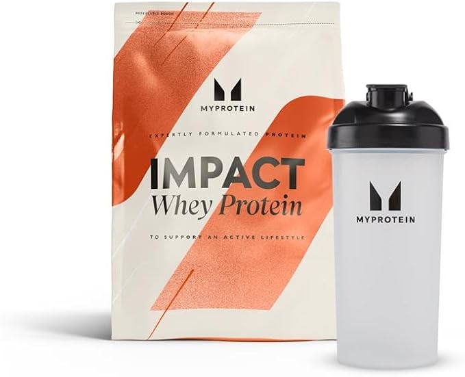 Myprotein Impact Whey Protein Powder 2.2 lb Chocolate Milkshake 22g Protein per Serving + Protein Shaker Bottle Bundle