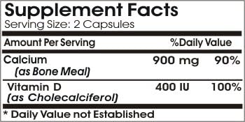 Bone Support with Vitamin D ~ 200 Capsules - No Additives ~ Naturetition Supplements
