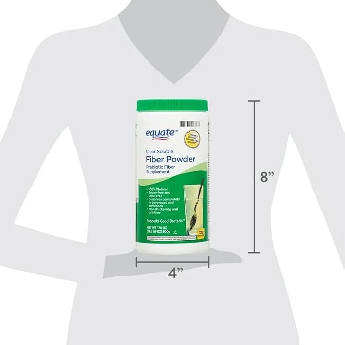 Equate Clear Soluble Fiber Powder Prebiotic Supplement 52.8 oz 375 Servings Sticker
