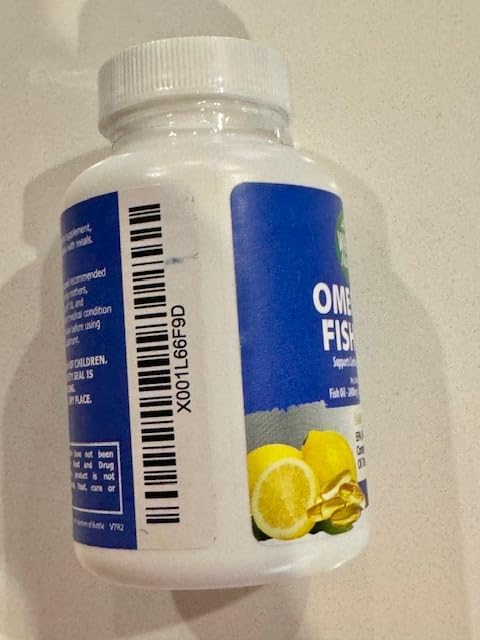 Omega 3 Fish Oil Supplements Maximum Strength 2400 mg Omega-3 1440mg Fish Oil EPA DHA Fatty Acids Heart Health Vision Eye Brain Immune Support for Women &amp Men. Natural Lemon Flavor 60 ct