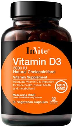 Invite Health Vitamin D3 3000 IU - Supports Immune Bone Brain Heart and Hormone Health - 90 Vegetarian Capsules - 90 Day Supply (2)