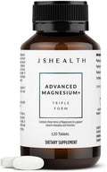 JSHealth Vitamins Advanced Magnesium Supplements with Magnesium Glycinate &amp Citrate for Muscle Relaxation (120 Tablets)