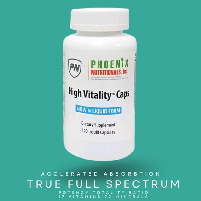 High Vitality Multivitamin and Mineral Full Spectrum Gel Easy Swallow Caps Absorption Potency Liquid Essential Nutrient Hair Skin Nails Adrenal Brain Support Blend 120.0 Count