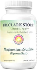 Dr. Clark Magnesium Sulfate USP (Epsom Salt): 1030 mg Magnesium Supplement for Digestive Support and Wellness 100 Gelatin Capsules